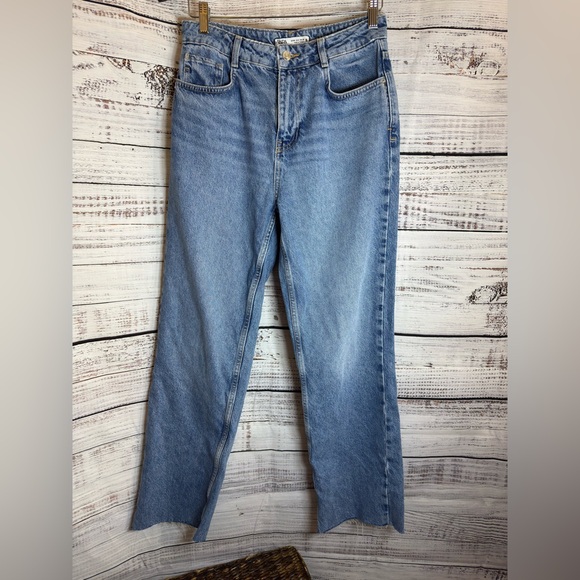 Zara Jeans womens size 6 high rise z1975 straight leg Denim Ankle Mid Blue - Picture 4 of 15
